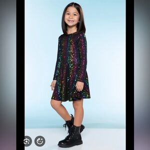 PixieLane Rainbow Foil Skater Dress